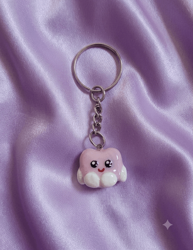 Pink Heart - keychain in lavender, front view